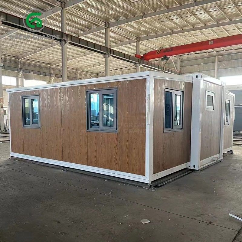 20ft pieghevoli case piccole produttore porta di vetro marrone dieci minuti costruire telaio in acciaio galvanizzato