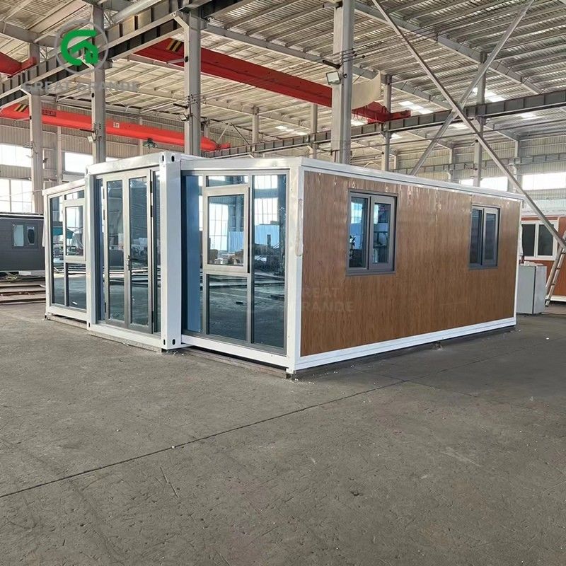 20ft pieghevoli case piccole produttore porta di vetro marrone dieci minuti costruire telaio in acciaio galvanizzato